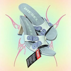 Y2k deadstock diesel blue wooden heels